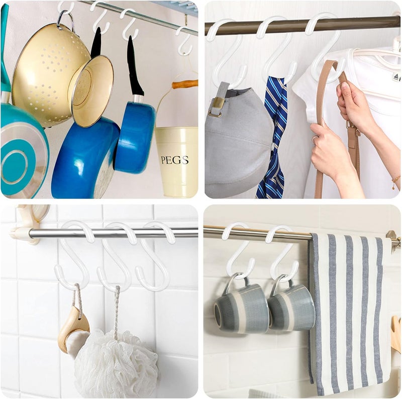 DINGEE 30 Pack 3 Inch White S Hooks,Vinyl Coated Heavy Duty S Hook for Hanging Plants,Non Slip Closet S Hooks,Steel Metal White Vinyl Coated Small S Hook for Hanging Jeans Pots and Pans Coffee Cups - Image 4